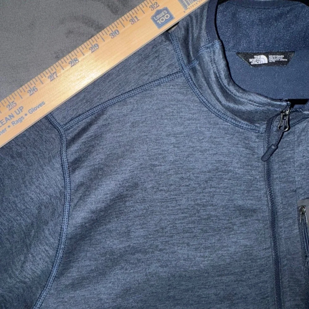Mens XL The North Face Quarter Zip Pullover Blue Excellent Heathered Fleece